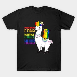 Free Mom Hugs LGBT Llama Mama Pride Shirt Rainbow T-Shirt